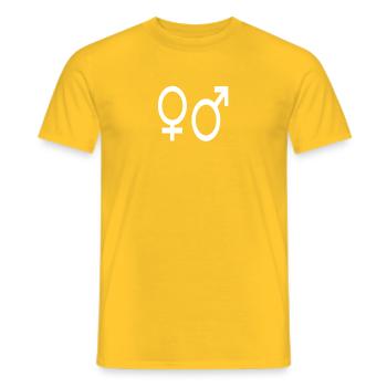 Man Mrs. Jan - Men's T-Shirt - yellow - Front - AI Model Male 178 dark (178cm)