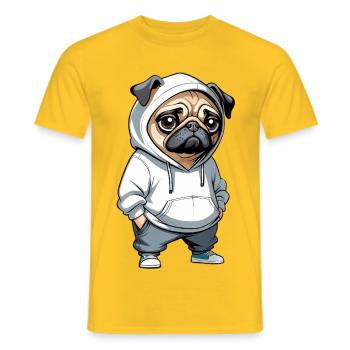 Pug Hoodie Stadtstyle - Men's T-Shirt - yellow - Front - AI Model Male 178 dark (178cm)
