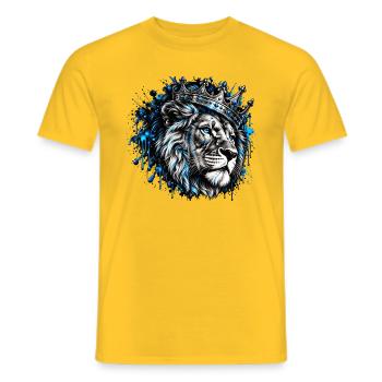 Blauer Löwenkönig Kronenporträt - Männer T-Shirt - Gelb - Vorne - AI Model Male 178 dark (178cm)