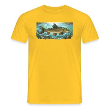 Barbel Fishing Fishing - Men's T-Shirt - yellow - Front - AI Model Male 178 dark (178cm)