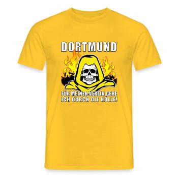 Dortmund ..durch die Hölle! Fußball Fanshirt Triko - Männer T-Shirt - Gelb - Vorne - AI Model Male 178 dark (178cm)