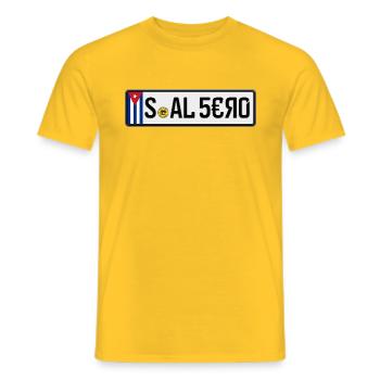 Cuba License Plate S-AL 5€Я0 - Men's T-Shirt - yellow - Front - AI Model Male 178 dark (178cm)