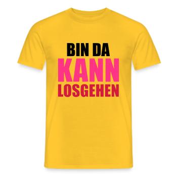 Bin da kann losgehen - Männer T-Shirt - Gelb - Vorne - AI Model Male 178 dark (178cm)