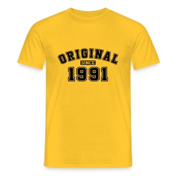 Original Since 1991 Jahrgang Birthday Geburtstag - Männer T-Shirt - Gelb - Vorne - AI Model Male 178 dark (178cm)