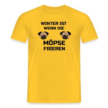 winter ist wenn die möpse frieren - Männer T-Shirt - Gelb - Vorne - AI Model Male 178 dark (178cm)