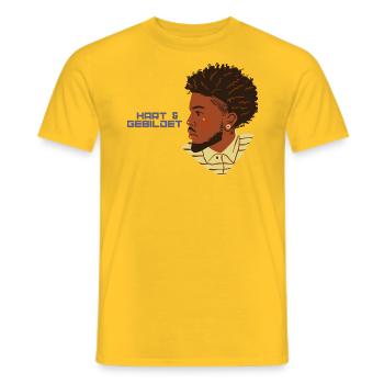 noir fier design dur + homme éduqué afro - T-shirt homme - jaune - Devant - AI Model Male 178 dark (178cm)
