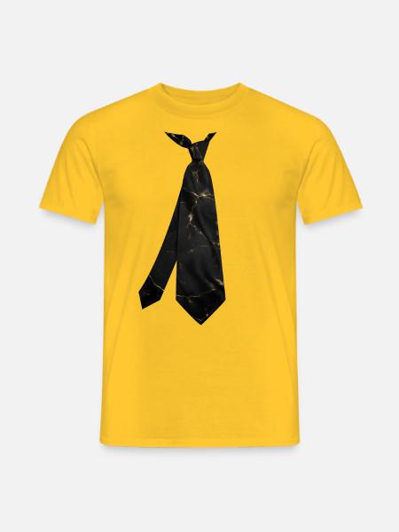 Printed Necktie T-shirt Cracked Texture Black Gold - Men's T-Shirt - yellow