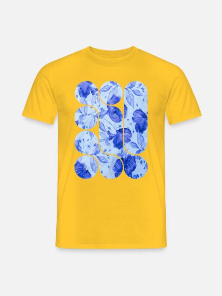 Blue Floral Elegance - Men's T-Shirt - yellow
