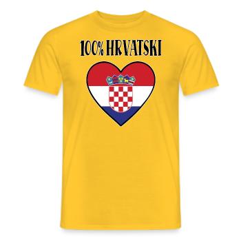 100 Hrvatska Croatie Drapeau Coeur - T-shirt homme - jaune - Devant - AI Model Male 178 dark (178cm)