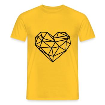 Lignes géométriques du cœur - T-shirt homme - jaune - Devant - AI Model Male 178 dark (178cm)