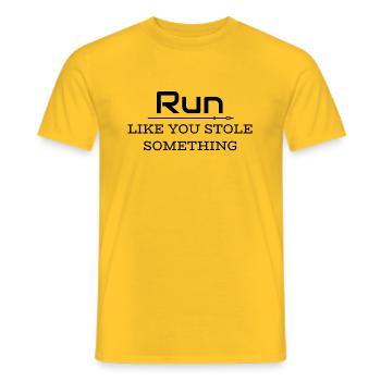 Courir comme si tu avais volé quelque chose - T-shirt homme - jaune - Devant - AI Model Male 178 dark (178cm)