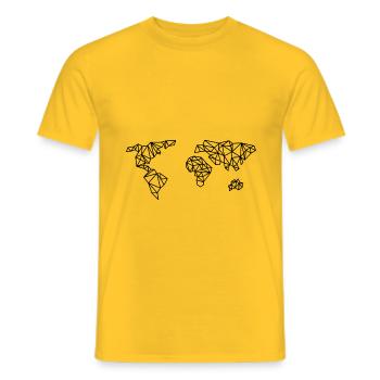 World Map Geometric Line - Men's T-Shirt - yellow - Front - AI Model Male 178 dark (178cm)