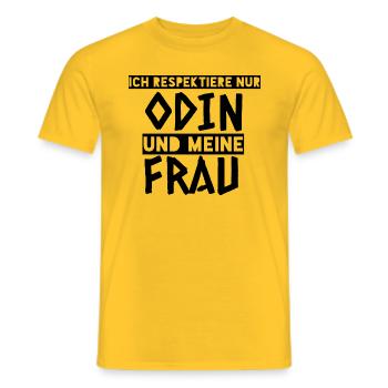 Ich Respektiere Odin und meine Frau Wikinger - Männer T-Shirt - Gelb - Vorne - AI Model Male 178 dark (178cm)