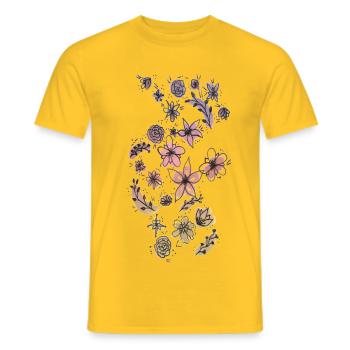 Flowers meadow colorful - Men's T-Shirt - yellow - Front - AI Model Male 178 dark (178cm)