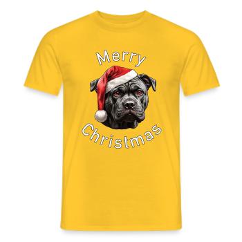 Canne Corso de Noël avec bonnet de Père Noël - T-shirt homme - jaune - Devant - AI Model Male 178 dark (178cm)