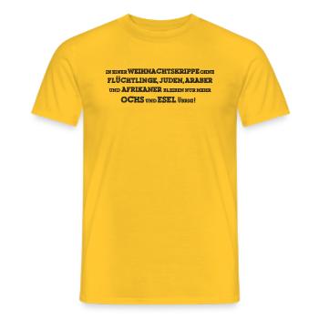 Lustiger Weihnachtskrippe Antifa Humor Spruch - Männer T-Shirt - Gelb - Vorne - AI Model Male 178 dark (178cm)