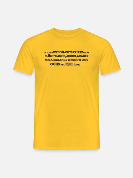 Lustiger Weihnachtskrippe Antifa Humor Spruch - Männer T-Shirt - Gelb