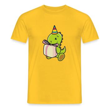 Kids Birthday Dino T-Rex T Rex Dinosaur - Men's T-Shirt - yellow - Front - AI Model Male 178 dark (178cm)