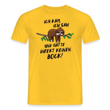 Ich hatte keinen Bock Faultier Fun Shirt - Männer T-Shirt - Gelb - Vorne - AI Model Male 178 dark (178cm)