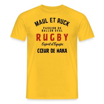 T-shirt sweat Rugby Haka - T-shirt homme - jaune - Devant - AI Model Male 178 dark (178cm)