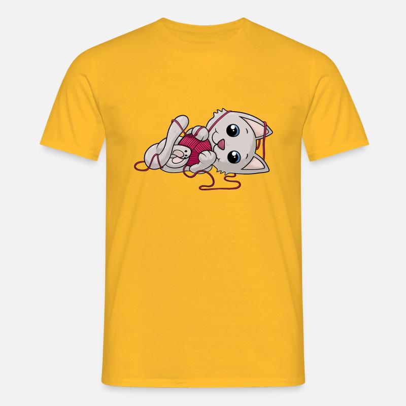 Süße Comic Katze - Männer T-Shirt - Gelb