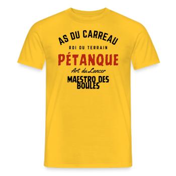 T-shirt Maestro Pétanque - T-shirt homme - jaune - Devant - AI Model Male 178 dark (178cm)