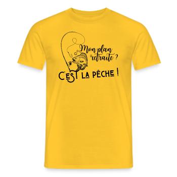 mon plan de retraite cadeau humour pêcheur - T-shirt homme - jaune - Devant - AI Model Male 178 dark (178cm)