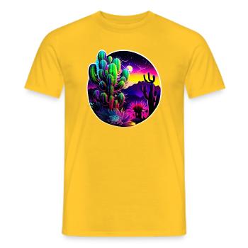 Cactus psychédélique sous le soleil du désert - T-shirt homme - jaune - Devant - AI Model Male 178 dark (178cm)
