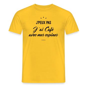 j'peux pas j'ai café avec mes copines - T-shirt homme - jaune - Devant - AI Model Male 178 dark (178cm)