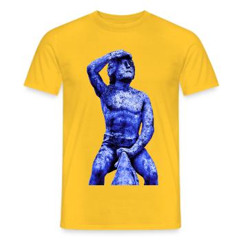 Bruckmandl Regensburg. Das Regensburger Bruckmandl - Männer T-Shirt - Gelb - Vorne - AI Model Male 178 dark (178cm)
