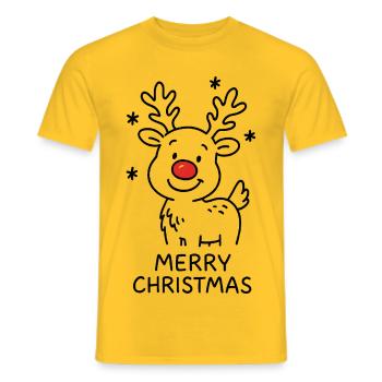 Renne Rudolph Joyeux Noël - T-shirt homme - jaune - Devant - AI Model Male 178 dark (178cm)