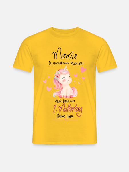 Pastell-Einhorn für Muttertag - Männer T-Shirt - Gelb