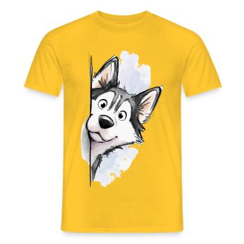 Coucou Husky 🐺🐾 Sibérien - T-shirt homme - jaune - Devant - AI Model Male 178 dark (178cm)
