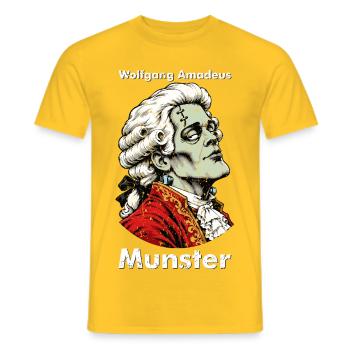 Wolfgang Amadeus Munster – ein Monster mit Klasse - Männer T-Shirt - Gelb - Vorne - AI Model Male 178 dark (178cm)