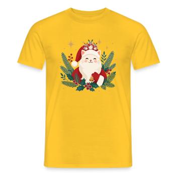 Weihnachtskatze mit Mäusen - Männer T-Shirt - Gelb - Vorne - AI Model Male 178 dark (178cm)