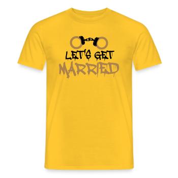 Permet de se marier prisonnier menotté drôle - T-shirt homme - jaune - Devant - AI Model Male 178 dark (178cm)