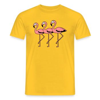 3 amis équipe équipe flamingo clipart bande dessinée bande dessinée - T-shirt homme - jaune - Devant - AI Model Male 178 dark (178cm)