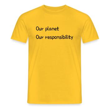 Notre planète. Notre responsabilité. - T-shirt homme - jaune - Devant - AI Model Male 178 dark (178cm)