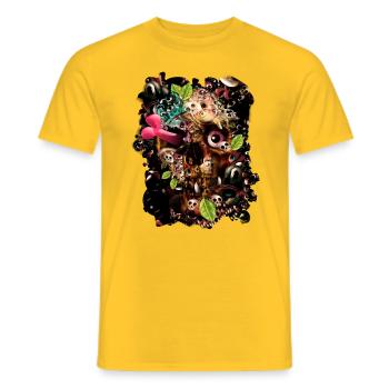 Skully Day - Men's T-Shirt - yellow - Front - AI Model Male 178 dark (178cm)
