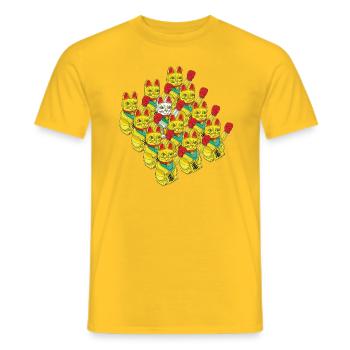 ARMY OF BOXING CATS - Men's T-Shirt - yellow - Front - AI Model Male 178 dark (178cm)