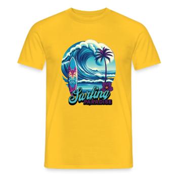 Surfing Paradise - Männer T-Shirt - Gelb - Vorne - AI Model Male 178 dark (178cm)