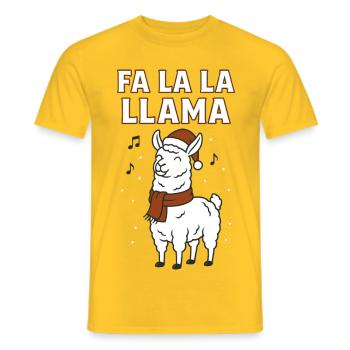 Fa La La Llama Noël Drôle de vacances - T-shirt homme - jaune - Devant - AI Model Male 178 dark (178cm)