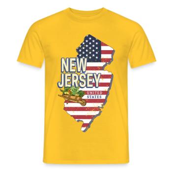 New Jersey United States Vintage USA Souvenir - Men's T-Shirt - yellow - Front - AI Model Male 178 dark (178cm)