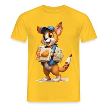Postbote-Welpe mit Briefen - Männer T-Shirt - Gelb - Vorne - AI Model Male 178 dark (178cm)