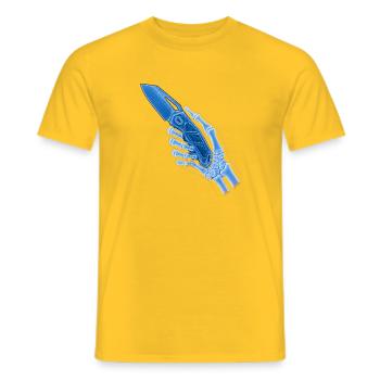 Couteau à rayons X bleu en main - T-shirt homme - jaune - Devant - AI Model Male 178 dark (178cm)