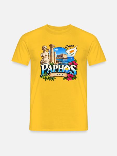 Paphos – Antike, Meer & Zypern - Männer T-Shirt - Gelb
