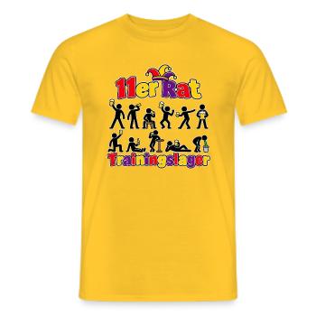 11er Rat Trainingslager – Närrischer Bierhumor - Männer T-Shirt - Gelb - Vorne - AI Model Male 178 dark (178cm)