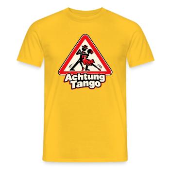 Achtung Tango – Tanzpaar im Warnschild - Männer T-Shirt - Gelb - Vorne - AI Model Male 178 dark (178cm)