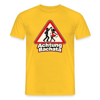 Achtung Bachata – Tanzpaar im Warnschild - Männer T-Shirt - Gelb - Vorne - AI Model Male 178 dark (178cm)