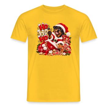 Weihnachtshund im Santa Outfit - Männer T-Shirt - Gelb - Vorne - AI Model Male 178 dark (178cm)